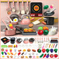 🏕️ Cucina Giocattolo a Tema Campeggio per Bambini | Pentola a Induzione Realistica con Suoni e Display 🔊 | Cibo Giocattolo Tagliabile 🔪 | ABS Sicuro e Levigato 🛡️ | da 28 a 108 Pezzi 🎁