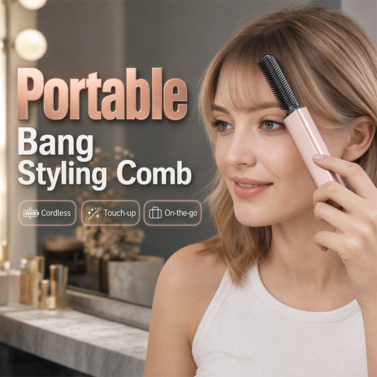 💇✨ Mini Piastra Pettine Riscaldante Portatile Senza Fili – Liscia Frangia in Pochi Minuti, Calore Delicato, Compatta & Ricaricabile – 2 Colori 🔋🌟