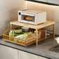 ✨ Supporto a 2 Ripiani per Microonde & Elettrodomestici 🍵📦 - Cassetto Estraibile | Struttura Ferro + Legno | Salvaspazio | 3 Colori | 50% DI SCONTO