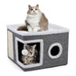 🏠🐾 Cuccia per Gatti Pieghevole 2 in 1 – Doppio Livello, Grattatoio in Sisal Integrato, Tessuto Traspirante, Base Antiscivolo, 42x42x35cm – 4 Colori ✨🐈