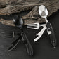 🏕️ Set Posate Multifunzione 4 in 1 Pieghevoli per Outdoor 🍴✨ - Acciaio Inox | Coltello+Forchetta+Cucchiaio+Apriscatole | 2 Colori | Campeggio & Picnic | Regalo Perfetto | 50% DI SCONTO