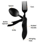 🏕️ Set Posate Multifunzione 4 in 1 Pieghevoli per Outdoor 🍴✨ - Acciaio Inox | Coltello+Forchetta+Cucchiaio+Apriscatole | 2 Colori | Campeggio & Picnic | Regalo Perfetto | 50% DI SCONTO