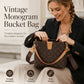 👜 Borsa Secchiello Donna con Monogramma Vintage in Ecopelle ✨🌙 - Interno Spazioso | Tracolla Regolabile | Resistente all’Acqua | 2 Colori | Dal Giorno alla Notte | 50% DI SCONTO