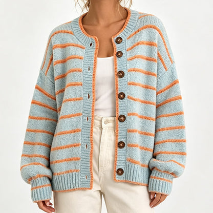 🌸 Cardigan a Righe Multicolore Versatile ✨👚 - Maglia Morbida | Collo Tondo | Taglie XS-XL | Ufficio & Casual | Poliestere | 50% DI SCONTO