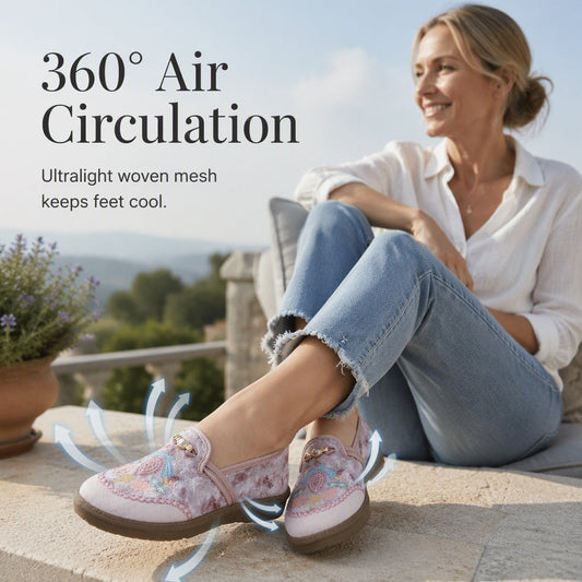 👟 Mocassini Traspiranti in Tessuto Floreale per Donna 🌸✨ - Circolazione Aria 360° | Ricamo Artigianale | 3 Colori | Taglie 35-41 | Quotidiano & Ufficio | 50% DI SCONTO