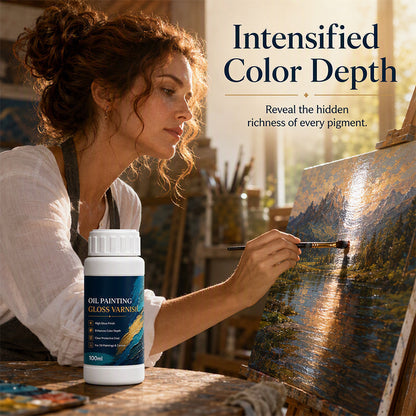 🎨 Vernice Lucida Professionale per Dipinti ad Olio ✨🖼️ - Brillantezza Istantanea | Profondità Colori | Auto-Livellante | Anti-Polvere | 100ml + Pennello | 50% DI SCONTO