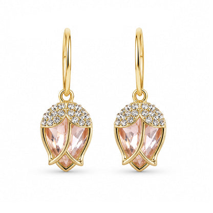 🌹 Eleganti Orecchini a Cerchio a Forma di C con Bocciolo di Rosa ✨💎 - Strass Scintillanti | Lega Leggera | 4 Colori | Giorno & Sera | Regalo Perfetto | 50% DI SCONTO