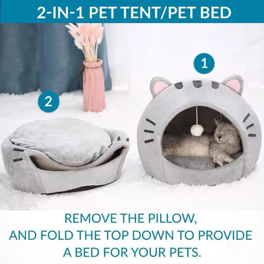 🐱 Cuccia e Tenda 2 in 1 per Gatti e Cani ⛺️✨ - Pallina Interattiva | Design a Cupola Anti-Ansia | Tessuto Premium | 3 Taglie | Arredo Casa | 50% DI SCONTO