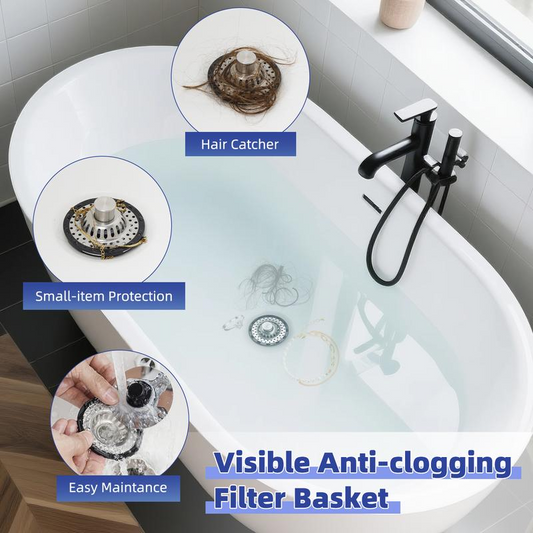 💧🔧 Colino per Lavello da Cucina in Acciaio Inossidabile ♻️ - 2 in 1 Tappo + Filtro | Anti-Ruggine | Anti-Ostruzione | Universale | 2 Colori | 50% DI SCONTO
