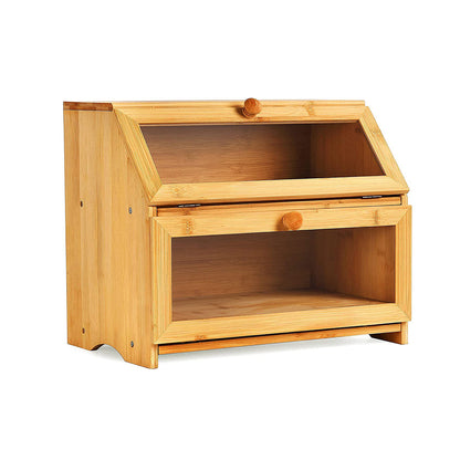 🍞 Portapane a Doppio Strato in Bambù ✨🌿 - Anti-Muffa | Chiusura Magnetica | 2 Colori | 2 Misure | Cucina & Dispensa | 50% DI SCONTO