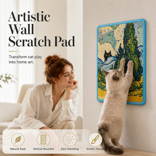 🐱Tiragraffi da Parete Artistico in Sisal per Gatti ✨🎨 - Stampe Dipinti Famosi | Verticale Salva-Colonna | Protegge i Mobili | 12 Stili | 38x30cm | 50% DI SCONTO