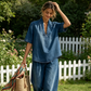 👖 Set Denim Estivo da Donna - Top Scollo a V + Pantaloni a Gamba Larga ✨👍 - 2 Pezzi | Tessuto Premium | Taglie S-3XL | 2 Colori | Casual & Chic | 60% DI SCONTO