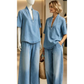👖 Set Denim Estivo da Donna - Top Scollo a V + Pantaloni a Gamba Larga ✨👍 - 2 Pezzi | Tessuto Premium | Taglie S-3XL | 2 Colori | Casual & Chic | 60% DI SCONTO