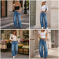 👖✨ Jeans a Gamba Larga Donna – Stile Casual Vintage, Chiusura con Bottone & Zip, Vestibilità Comoda – Blu Scuro & Azzurro, Taglie S–3XL 🌿