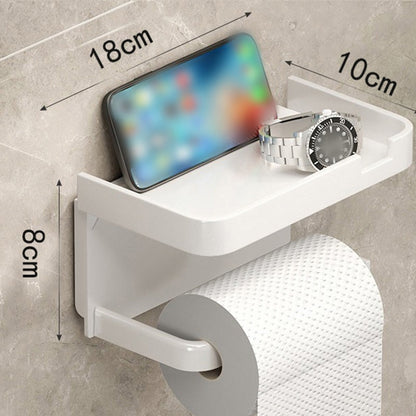 🧻 Portarotolo da Parete con Ripiano Portaoggetti ✨📱 - Senza Forare | Adesivo Resistente | Impermeabile | PP Rinforzato | 3 Colori | 50% DI SCONTO