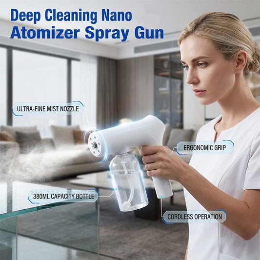🔫💧 Pistola a Spruzzo Nano Senza Fili – Atomizzatore Portatile 380ml, Batteria 1800mAh, Ricarica Type-C – Per Skincare, Piante, Igiene & Auto 🌿✨