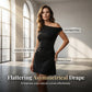 👗✨ Mini Abito Monospalla con Arricciatura Laterale 🔥 – Tessuto Stretch Morbido, Silhouette Valorizzante, Perfetto per Cocktail & Serate Eleganti 🌟