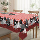 🐓🍽️ Tovaglia in Poliestere a Quadri Rossi con Motivo Gallo – Bordo Ondulato, Anti-Macchia, 2 Stili, 4 Misure: Rotonda 152cm o Rettangolare fino a 152x305cm 🏡✨