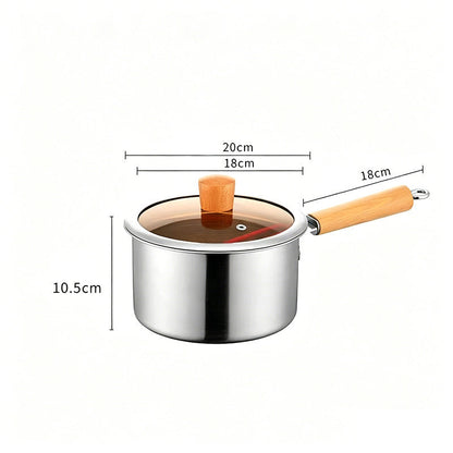 🍳✨ Pentola per Friggere Multifunzione in Acciaio Inox 304 – Coperchio in Vetro, Manico in Legno, Ø18cm, Compatibile Gas & Induzione – Con o Senza Cestello 🍟🪤