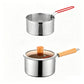 🍳✨ Pentola per Friggere Multifunzione in Acciaio Inox 304 – Coperchio in Vetro, Manico in Legno, Ø18cm, Compatibile Gas & Induzione – Con o Senza Cestello 🍟🪤