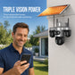 📡☀️ Telecamera di Sorveglianza Solare WiFi – Triplo Obiettivo PTZ Rotante, IP66, 3 Viste Simultanee, Basso Consumo – T10 o T12, Ideale per Esterni Senza Corrente 🛡️🌿