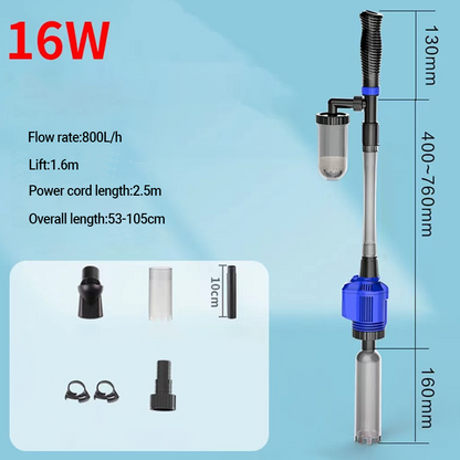 🐟💧 Cambia Acqua Elettrico per Acquario con Filtro Multistrato & Aspiratore – Alta Potenza 16W/20W, ABS Resistente, Facile da Usare – Pulizia Rapida & Efficiente ✨🐠