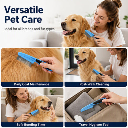 Pettine Antipulci a Denti Fitti per Cani e Gatti 🐶🐱 | Pelo Più Curato, Aiuta a Rimuovere Pulci e Residui | Punte Arrotondate per la Toelettatura Quotidiana