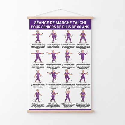 🧘 Poster Esercizi Tai Chi per Anziani – 60x40cm, 16 Movimenti Illustrati Passo-Passo, Testo Grande, Materiale Durevole – Stile A (In Piedi) o B (Seduti) 🏠❤️