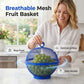 🍎 Cestino Portafrutta con Coperchio in Rete Traspirante ✨ | Barriera Antimoscerini e Salvafreschezza 🛡️ | Doppia Funzione Scolapasta con Manico 🍽️ | Ø 27 cm