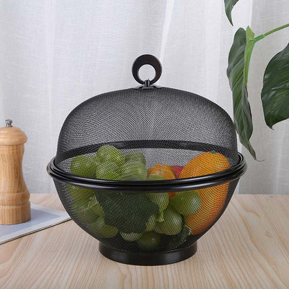 🍎 Cestino Portafrutta con Coperchio in Rete Traspirante ✨ | Barriera Antimoscerini e Salvafreschezza 🛡️ | Doppia Funzione Scolapasta con Manico 🍽️ | Ø 27 cm