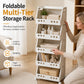🏠Carrello Organizer Pieghevole con Ruote 🛒 | Struttura Salvaspazio in PP, Ruote Girevoli con Freno | Da 1 a 4 Ripiani