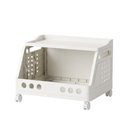🏠Carrello Organizer Pieghevole con Ruote 🛒 | Struttura Salvaspazio in PP, Ruote Girevoli con Freno | Da 1 a 4 Ripiani