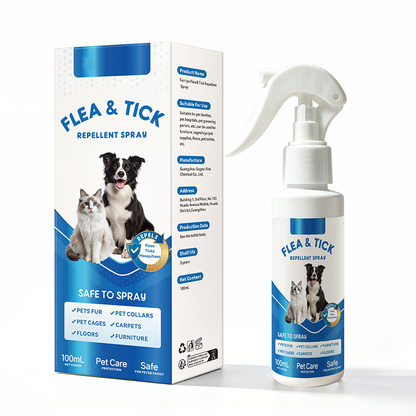🐾🌿 Spray Antipulci & Antizecche per Animali a Base Vegetale – Tripla Protezione, 100ml Portatile, Multi-Superficie, Durata 3 Anni – Delicato & Sicuro 💧✨