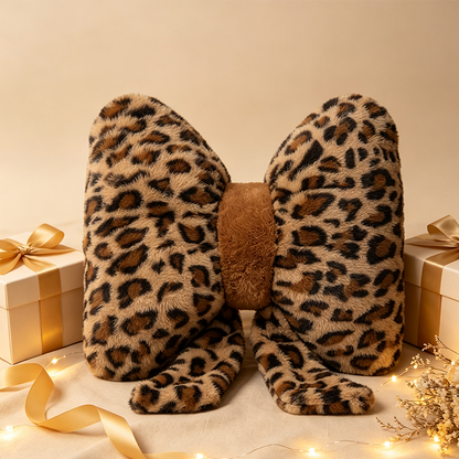 Cuscino a Fiocco in Morbido Peluche 🎀🛋️ | Un Tocco Animalier e Più Comfort per Divano o Letto | Effetto Coniglio, Leopardato o Marrone