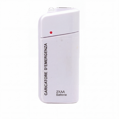 🔋🚀 Caricabatterie di Emergenza Portatile a 2 Batterie AA – Uscita USB, Torcia LED Integrata, Compatto & Leggero – Per Viaggi, Blackout & Uso Quotidiano ✨📱
