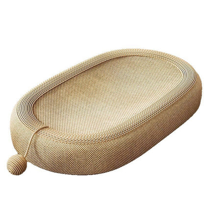 🐱🌿 Cuccia Tiragraffi per Gatti in Sisal Resistente – Forma Ovale 57x37x7cm, Superficie Graffiante Durevole, Giocattolo Incluso, Proteggi Mobili – 2 Stili ✨🟡