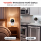 ⚠️🔍 Rilevatore 5 in 1 da Presa – CO, Gas, Fumo, Temperatura & Umidità – Display LCD, Batteria 1000mAh, Plug-and-Play 110-240V, Ø87mm – 2 Colori 🏠✨