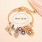 🌙 Braccialetto Celeste con Charm Sole, Luna & Stelle – Lega Dorata Lucida, Regolabile 18-22cm, Strass & Accenti Blu – Idea Regalo Originale 🌟💛