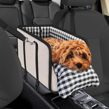 🚗🐶 Seggiolino Auto Rialzato per Cani – Imbottitura Morbida | Cintura di Sicurezza Integrata | Fissaggio ai Braccioli | Tessuto Oxford Resistente | Maniglie per Trasporto | Ideale per Viaggi & Gite | 41,9x21,8x21,8cm 🛡️✨