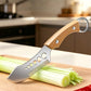 🥬 Coltello Tagliaverdure Multifunzione 🔪 Lama a Pettine per Julienne di Cipollotti e Porri, Squama-Pesce e Sgrana Erbe | Acciaio Inox 3CR13 con Manico in Faggio 19,8 cm ✨