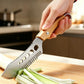 🥬 Coltello Tagliaverdure Multifunzione 🔪 Lama a Pettine per Julienne di Cipollotti e Porri, Squama-Pesce e Sgrana Erbe | Acciaio Inox 3CR13 con Manico in Faggio 19,8 cm ✨