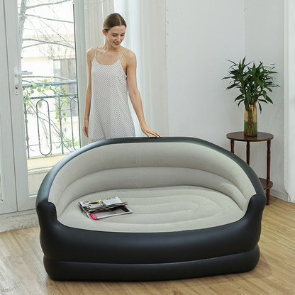 🛋️✨ Divano Gonfiabile Doppio Portatile – Superficie Floccata Morbida, PVC Resistente, 138x87x71cm, 2 Posti – Per Soggiorno, Camera & Ospiti – 2 Colori 🌟