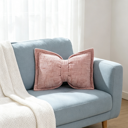 🎀 Cuscino in ciniglia a forma di fiocco | Morbido cuscino decorativo per divano e letto – Soffice e accogliente ✨