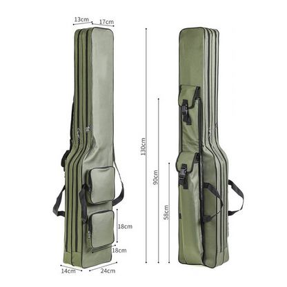 🎣 🧳 Borsa Portacanne da Pesca Grande Capacità - 3 Scomparti | Tessuto Oxford 420D | Apertura Ampia | Pieghevole | Spallacci Regolabili | 1,3/1,5 m | Verde Militare, Nero & Camouflage 🐟