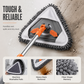 🧹✨ Mocio Triangolare con Asta Telescopica - Testa Girevole 360° | Raschietto in Silicone | Panni in Microfibra & Chenille | Ideale per Vetri, Soffitti, Angoli & Mobili | 78-112 cm