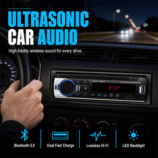 🎶 Autoradio Bluetooth 5.0 con Lettore MP3 – Audio Hi‑Fi FLAC/APE | 2 Porte USB | Chiamate in Vivavoce | Comandi Fisici Intuitivi | Illuminazione Bianca/Rossa | Telecomando al Volante nei Modelli FK | Auto & Viaggi 🚗