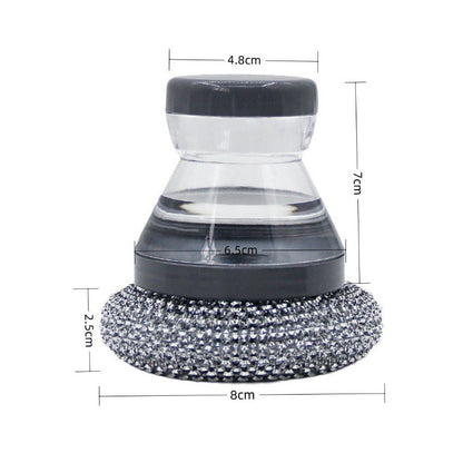 🧽Spazzola Lavapiatti con Dispenser Sapone 🧴 - Erogazione a Tocco | Setole in PET Antigraffio | Ideale per Pentole & Cucina | Testina Rimovibile