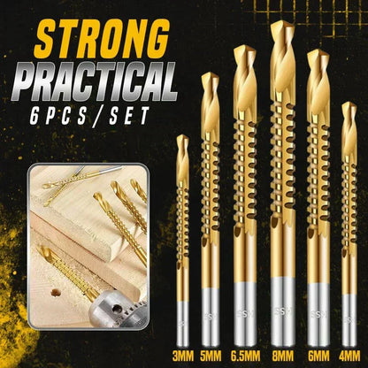 🔩 Set da 6 Punte Seghettate in Acciaio Rapido | Rivestimento al Titanio | Foratura, Taglio e Scanalature | Misure 3–8 mm | Per Legno, Alluminio, Lamiera e Plastica ⚙️