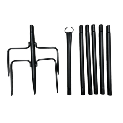 💡 Palo per Luci a Festone da Esterno 🎉 | Base a 5 Punte , Altezza Regolabile & Gancio Integrato | Metallo Nero 🖤 da 25 mm