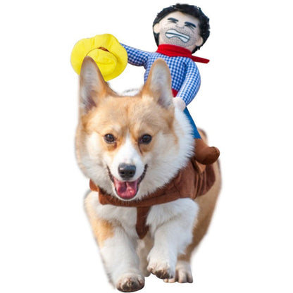 🤠🐶 Costume da Cowboy per Cani | Tessuto Morbido e Traspirante | Pony Peluche e Cappellino Removibili | Taglie S–XL, 30–90 cm | Feste e Foto 📸